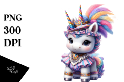 Colorful Baby Unicorn in Zydeco Dancer&#039;s Attire PNG Product Image 1