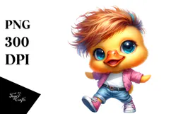 Expressive Baby Duck with Cool Haircut PNG Product Image 1
