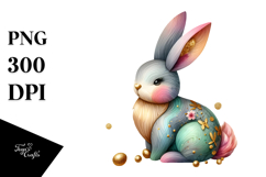 Colorful Bunny made of Wood with Golden Insertions Product Image 1
