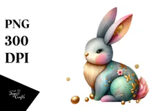 Colorful Bunny made of Wood with Golden Insertions Product Image 1