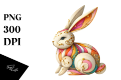 Colorful Bunny Made of Wood PNG Product Image 1