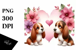 Cute Flower Basset Hound PNG Product Image 1