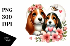 Cute Flower Basset Hound PNG Product Image 1