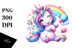 Cute Unicorn Playing, PNG Product Image 1