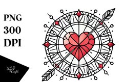Lineart Stained Heart with Arrow PNG Product Image 1