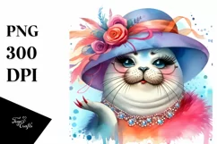 Whimsical Cute Seal Portrait Watercolor Clipart Product Image 3