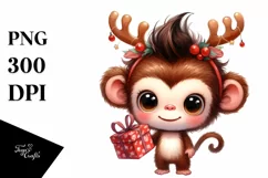 a Baby Monkey PNG with Reindeer Horns Product Image 3