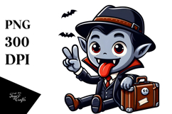 Cute Cartoon Vampire PNG Product Image 1