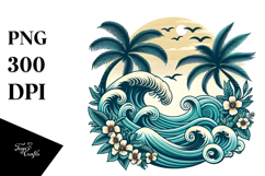 Retro Tropical Waves PNG Product Image 1