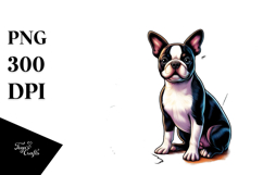Boston Terrier in Sunset Scene | Sublimation Clipart Product Image 1