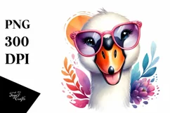 Vibrant Swan Watercolor Sunglasses Clipart Product Image 1