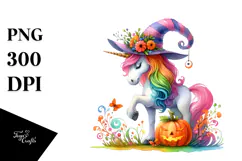 Vibrant Halloween Unicorn | Sublimation Clipart Product Image 1