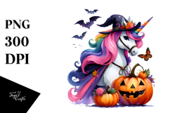Vibrant Halloween Unicorn | Sublimation Clipart Product Image 1