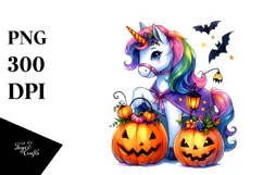 Vibrant Halloween Unicorn | Sublimation Clipart Product Image 1
