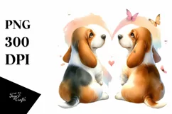 Basset Hound Double Tail Heart PNG Product Image 1