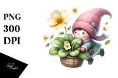 Floating Small Gnome with Primrose PNG Product Image 1