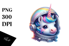 Colorful Baby Unicorn with Space Helmet PNG Product Image 1
