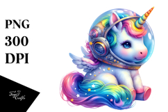 Colorful Baby Unicorn with Space Helmet PNG Product Image 1