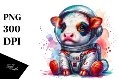 Colorful Baby Cow Astronaut PNG Product Image 1