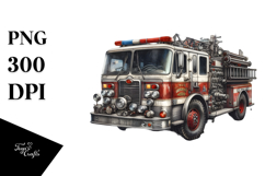 Vintage Fire Engine Watercolor Product Image 1