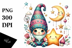 Colorful Cute Boho Gnome Heart PNG Product Image 1
