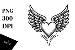 Heart with Wings Tattoo Style Art Product Image 1
