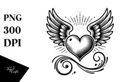 Heart with Wings Tattoo Style Illustration Product Image 1