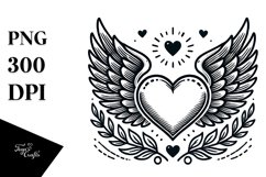Heart with Wings Tattoo Style Drawing Product Image 1