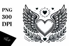 Heart with Wings Tattoo Style Drawing Product Image 1