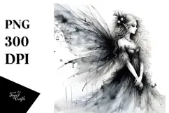 Washed Watercolor Gothic Fairy, High-Res PNG Product Image 1