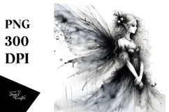Washed Watercolor Gothic Fairy, High-Res PNG Product Image 1