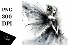 Washed Watercolor Gothic Fairy, High-Res PNG Product Image 1