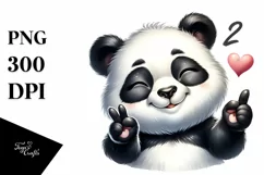 Detailed Cute Panda Watercolor Love Clipart Product Image 1