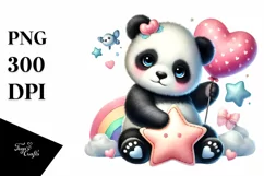 Colorful Baby Panda on Star PNG Product Image 1