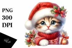 Christmas Baby Cat with Big Eyes PNG Product Image 1