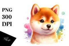 Colorful Watercolor Shiba Inu | Sublimation | Clipart Product Image 3