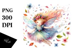 Colorful Whimsical Fairy with Petals | Sublimation | Clipart Product Image 3