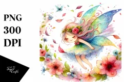Colorful Whimsical Fairy with Petals | Sublimation | Clipart Product Image 3