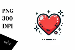 Simple Cartoon Heart, White Background PNG Product Image 1