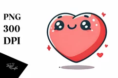 Simple Cartoon Heart, White Background PNG Product Image 1