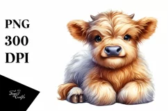 Cute Baby Highland Cow PNG Product Image 1