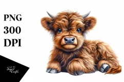 Cute Baby Highland Cow PNG Product Image 1