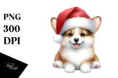 santa hat,pembroke welsh corgi,pastel colors Product Image 1