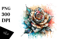 Abstract Wooden Stained Rose Watercolor Product Image 1