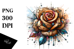 Abstract Wooden Stained Rose Watercolor Product Image 1
