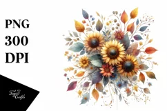 Colorfull Sunflower with Gold PNG Product Image 3