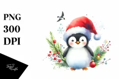 Vibrant Christmas Penguin, PNG Product Image 3