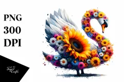 Abstract Swan with Sunflower Body, PNG Product Image 1
