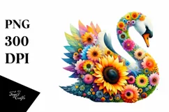 swan made of flowers PNG Product Image 3