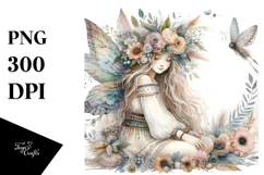 Watercolor Boho Fairy, Transparent PNG Product Image 1